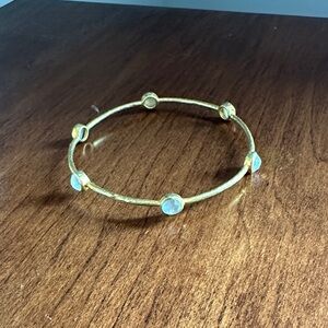 Julie Vos Gold Bangle with White Accents